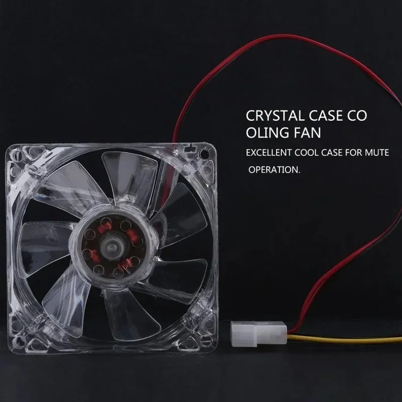 2024 8cm Шасси вентилятор со светодиодными цветовыми светильниками компьютерный радиатор ЦП вентилятор 80 мм синий светлый вентилятор светодиод Ультра тихий 8025 4D Axial Fan1.Для ультра тихого 80 -мм светодиодного вентилятора
