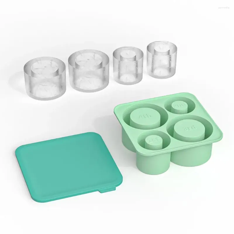 Baking Moulds Hollow Cylindrical Ice Mold Tumbler Tray Bpa-free Cube With Lid For 20/30/40oz Tumblers 4 Cavities Summer