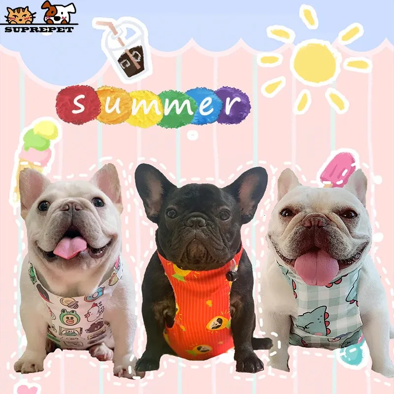 Souprepet Summer Dog Vêtements pour les petits chiens mignon dessin animé Bulldog Costume chiots chiot cool