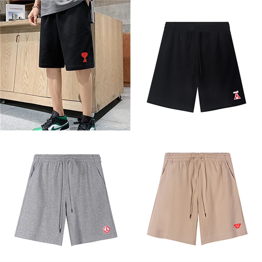 Summer men's shorts cotton shorter loose casual five-minute pants beach pants new simple love embroidered sport pants