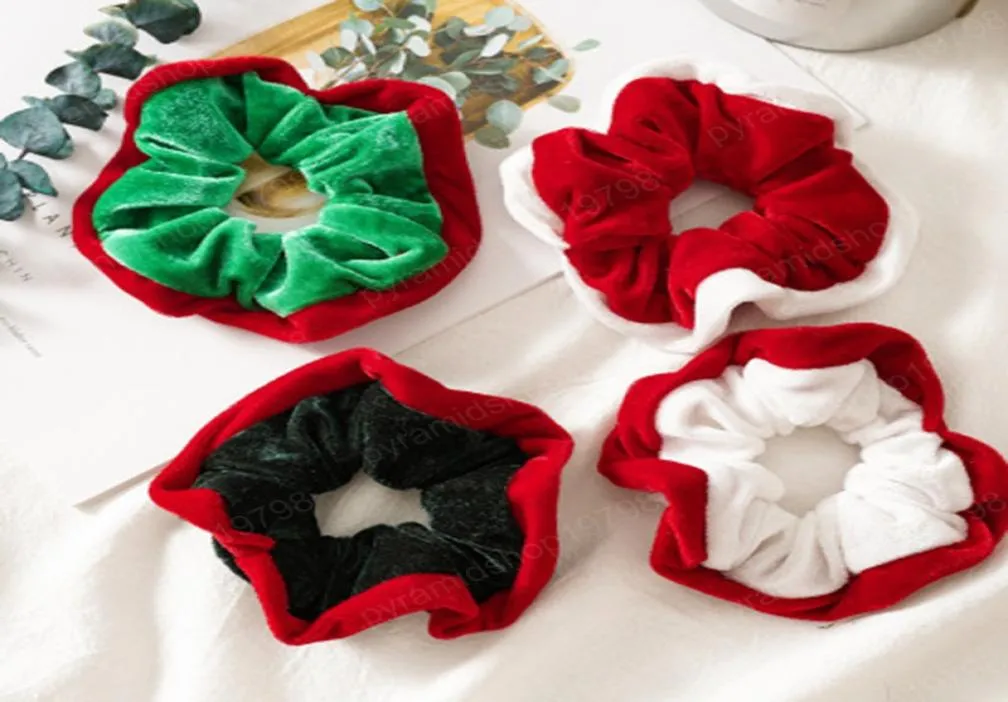 Christmas Velvet Scrunchie Headband Patchwork Hair Scrunchies Women Elastic Hair Bands Winter Hair Accessories7151135