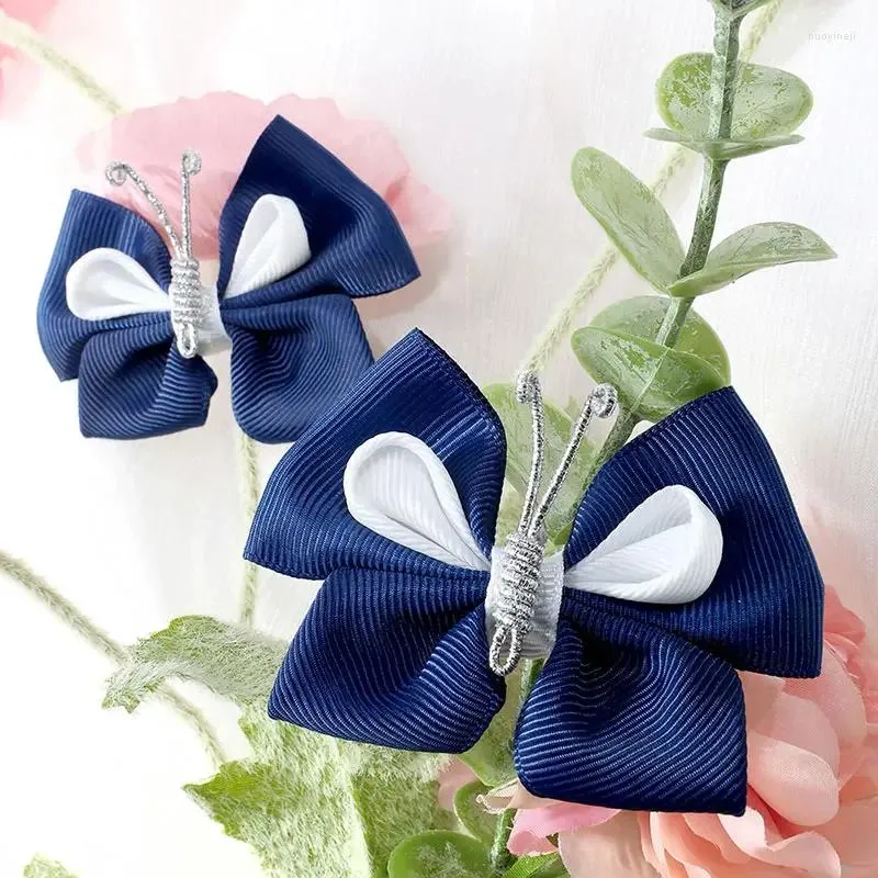 Accessoires de cheveux 2pcs Clips de papillon sucré Ribbon Solid Princess Hairpins Chirldrea Korea Barrettes Headwear mignon