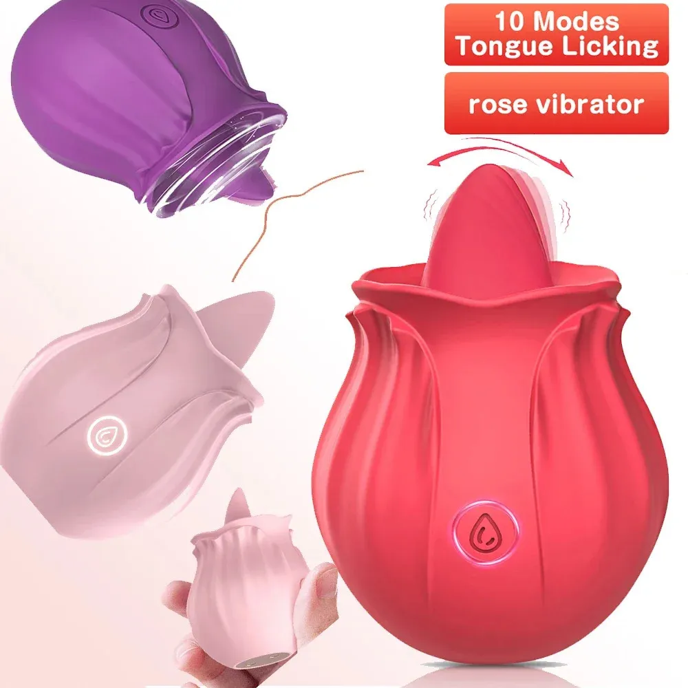 Rozen tong likken vibrator vagina g-spot stimulator tepel massager Massager orale sekspeelgoed vrouwelijk orgasme masturbatie gereedschap volwassen sexshop 240402