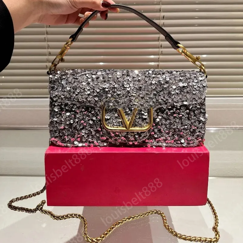 Designers Bag tote bag Women's Luxury Designer New Sequin Handbag Women's Luxury Handbag Dinner Bag Shoulder Bags Crossbody Bag Solid Color Makeup Bags Purse 27CM