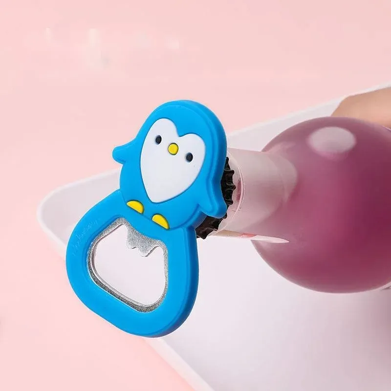 Creative Beer Opener Home Supplies Lovely Cartoon Soft Glue Animal Beer Opening Ring with Magnetic for Kawaii Kichen Accessories