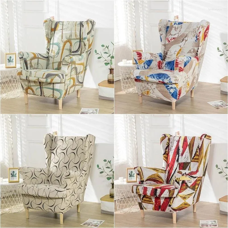 Couvre-chaise Couvre d'aile florale extensible Spandex fauteuil nordique élastique amovible canapé-housses