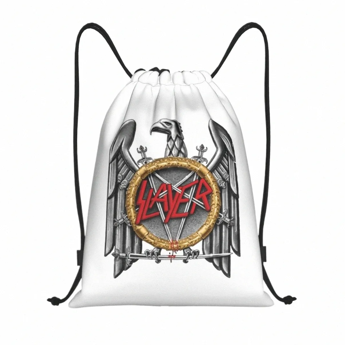 Slayers personalizados Sier Eagle Drawstring Bag Men Women Mulheres leves Backpack de armazenamento de esportes de ginástica de ginástica de rock pesado##
