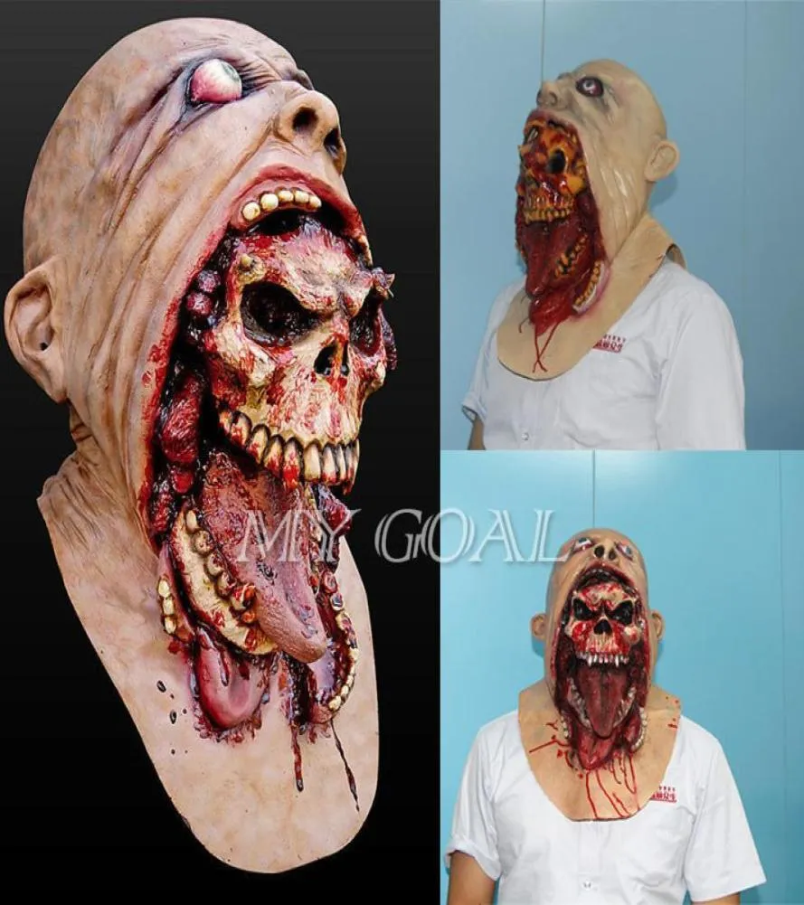 Halloween Latex Masque sanglant Zombie Face fondant Walking Dead Horror Costume Party Prop1076799