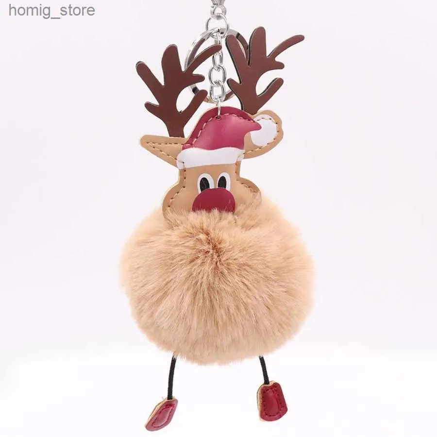 Plush Keychains 2020 Hot Selling Santa Claus Fur Ball Cute Keychains Pendant Christmas Elk Accessories Wholesale Y240415