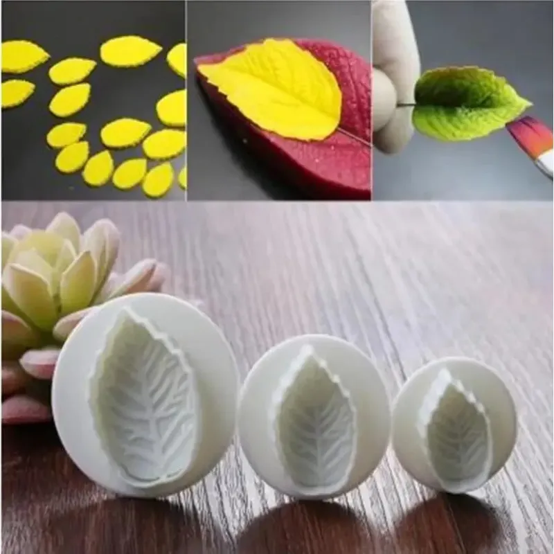 Cake Decorating Tools Set: Rose Leaf Plunger Fondant Mold Cutter for ...