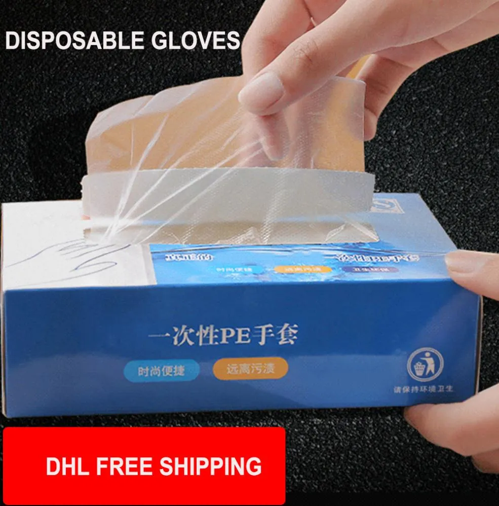 DHL Gants transparents jetables de haute qualité PE 200 pcs par lots Hands Protective Home Cuisine Gants Nettoyage des ménages4779252