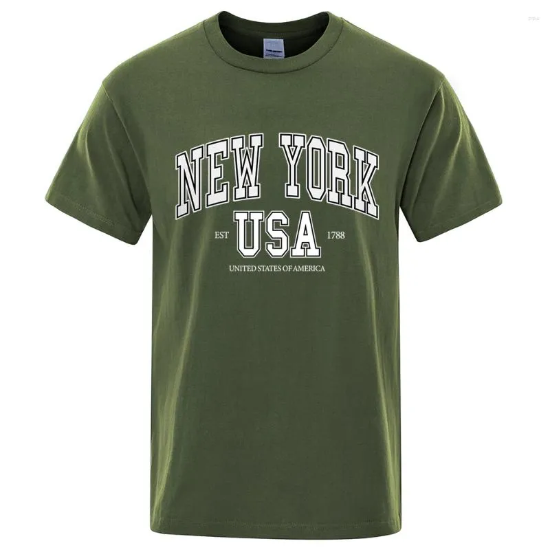Erkek Tişörtleri York ABD EST 1788 Street City Mektubu Grafik T-Shirt Erkekler Sıradan Tee Giysileri Yaz Gevşek Serin Tshirt Pamuk Büyük Boy Gömlek