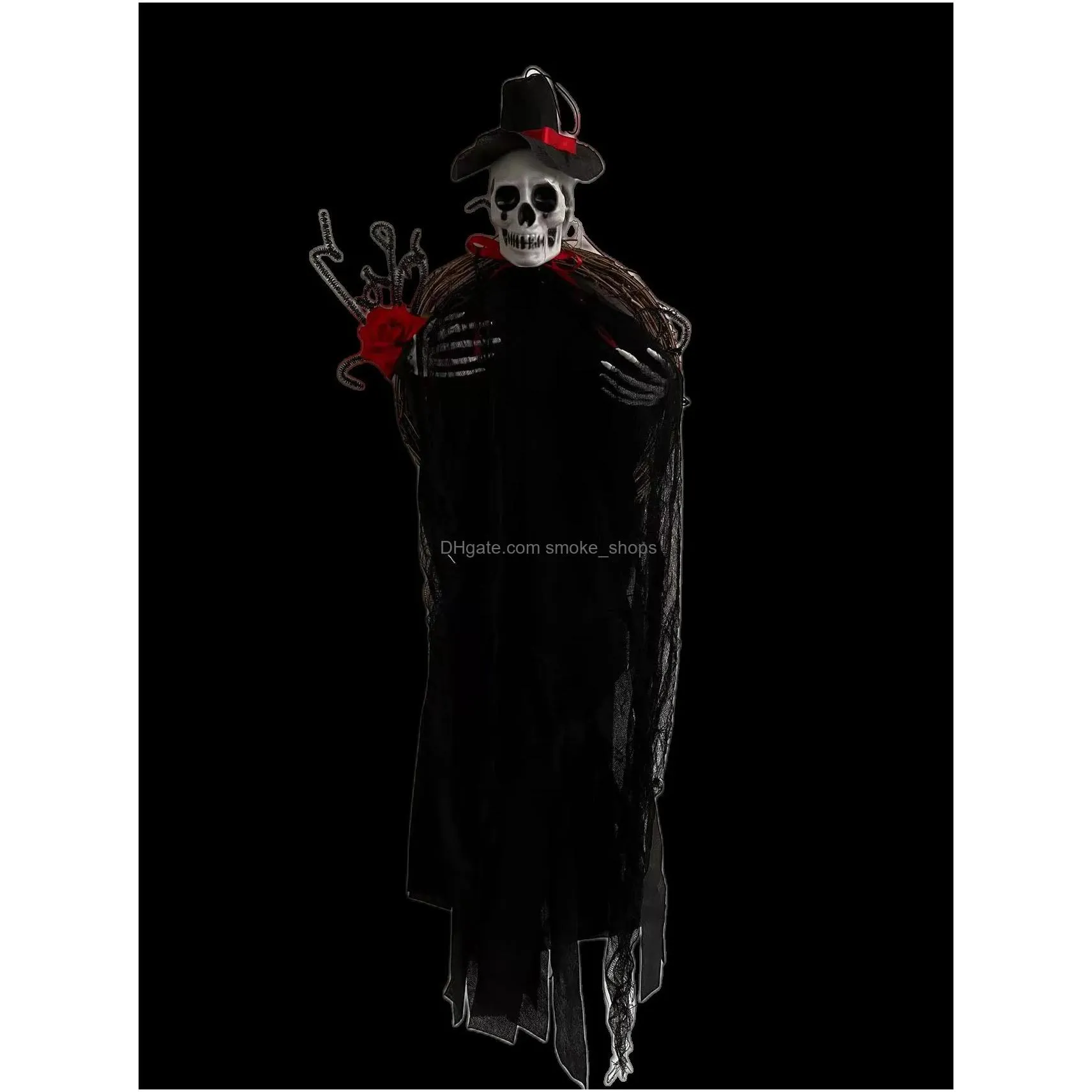 Feestmaskers 90 cm Halloween hangende skl zwart witte rattan krans gehouden huis rekwisieten horror decoratie home outdoor 230802 drop deli dhpus