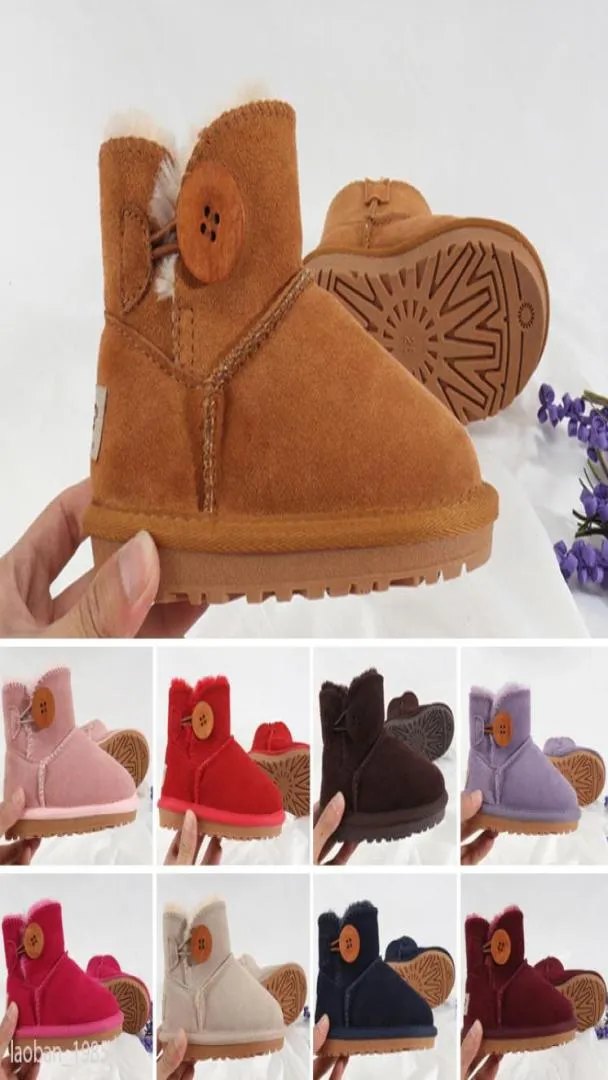 Infant Australia Mini Button Classic Kids Snow Boots Chestnut New Born Baby Small girl boys Thick Warm CottonPadded Suede Buckle 2308355