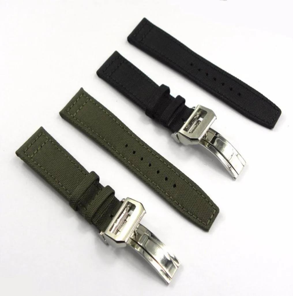 20 21 22mmgreen Black Nylon Fabric Leather Band Wrist Watch Band Rem Belt 316L Rostfritt stål Buckle Distribution Clasp4375829