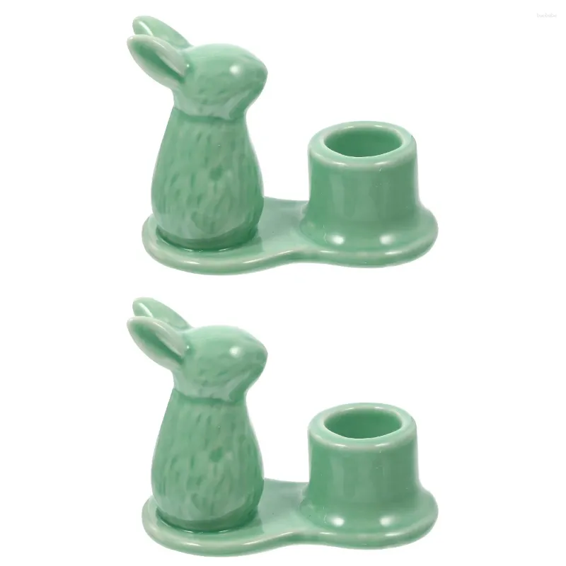 Candle Holders Set 2 Table Topper Candlestick Stand Decor Ornament Mantle Ceramics