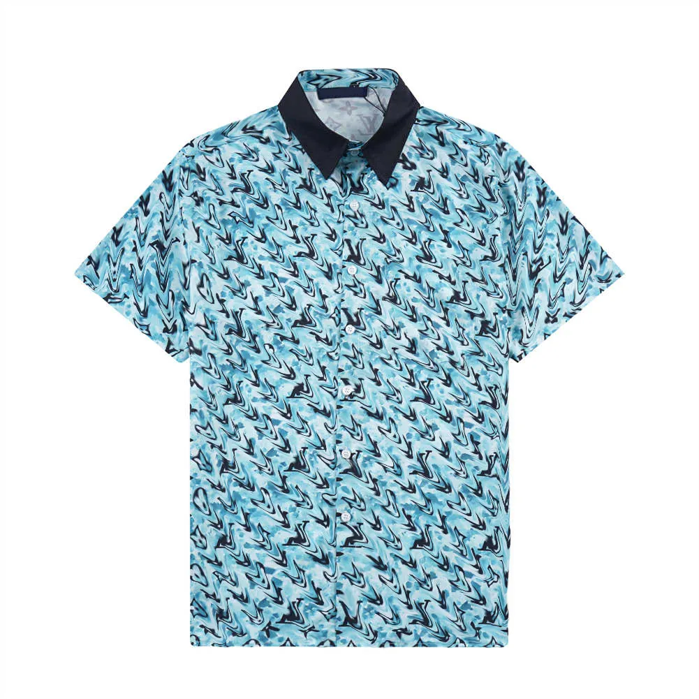 Summer Męski T-shirt Designer Button Up Godigan swobodna luźna wersja Polo krótkie rękaw hawajskie lapy top moda moda Seria koszulki na plaży rozmiar M-3xl #76