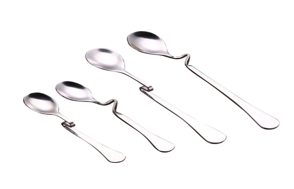 Unika design kaffeskedar Hangable Spoon Cafe Shiny Polish Rostless Steel Coffee Spoons med handtag2080979