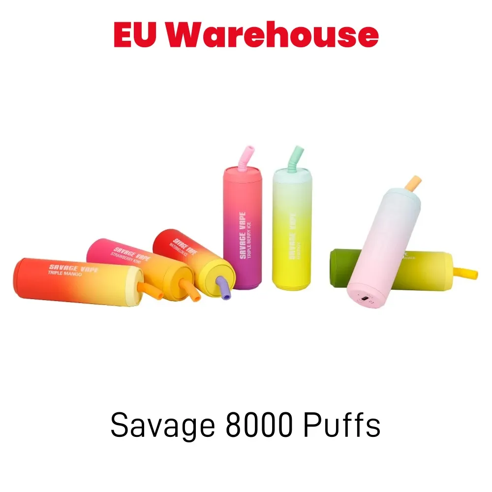 EU Warehouse Savage Cola Bottle Disposable Vapes Puff 8000 Vapers 5% 20 ml Förspillad juice Electronic Cigarette China Factory 10 Flavors 650mAh Uppladdningsbar E Cig