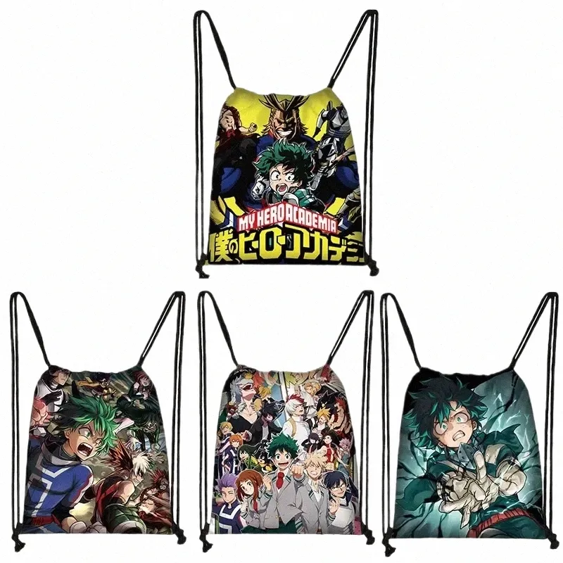 Anime japonais My Hero Academia Modèle Sac à cordon Femmes Backpacks Carto Boku No Hero Academia For Travel Shoe Sac Gift G38O #