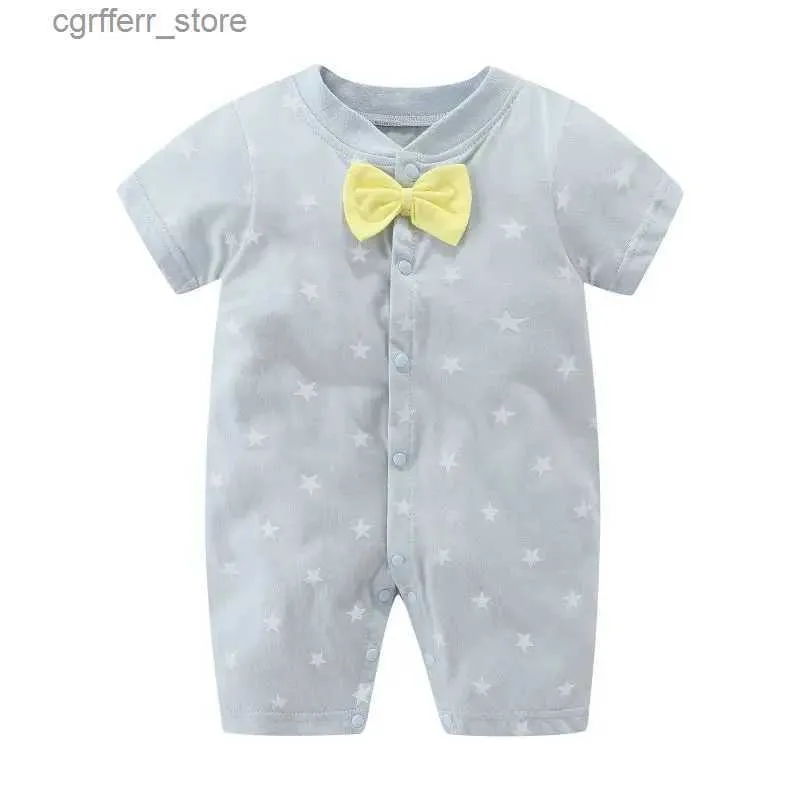 Rompers Baby Boys Girls Summer Jumpsuit nyfödda kläder Spädbarn Bomullshorts ärm Romper 0-2 år L410