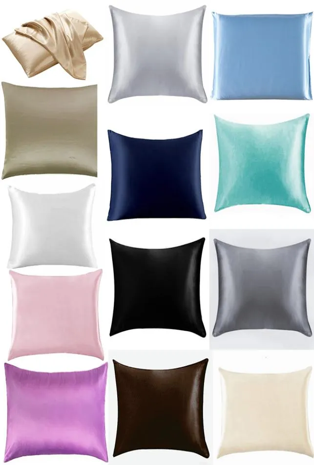 Inch Silk Satin Pillow Case Home Ice Pillows Case Picks Pillow Cover Bäddkudde Cover M26344042257