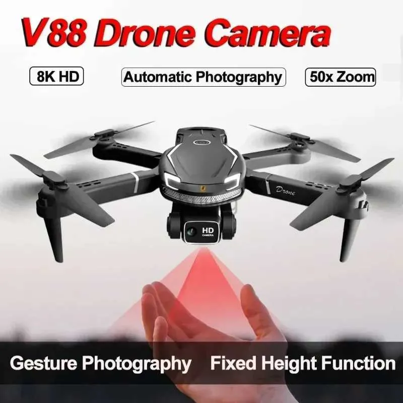 Drones 8k HD V88 Dual Camera Drone One Click Emergency Stop Obstakels Aerial Photography Quadcopter voor buitenreiscadeau 24416