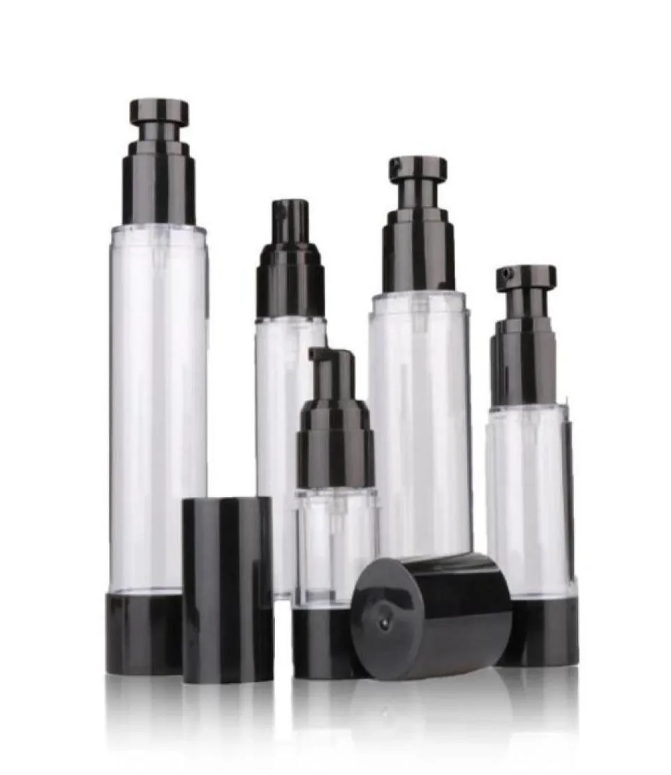 15ml 30ml 50ml 80ml 100ml Empty Black Airless Pump Dispenser Bottle Refillable Lotion Cream Vacuum Spray Bottles Atomizer SN59513446374