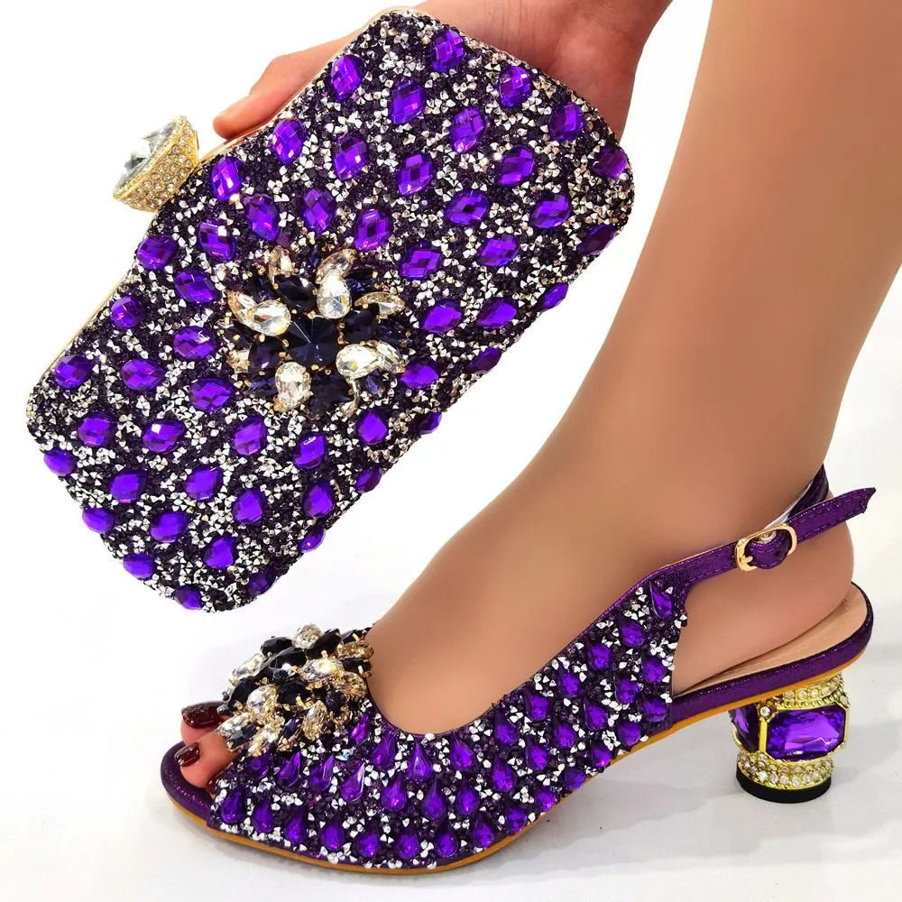 2024 donne donne vera pelle sandali estivi in pelle 6 cm tacchi alti grossi vetro di ronsone peep-toe diamond con sacca a mano matrimonio scarpe nigeria fibbia taglia 37-43