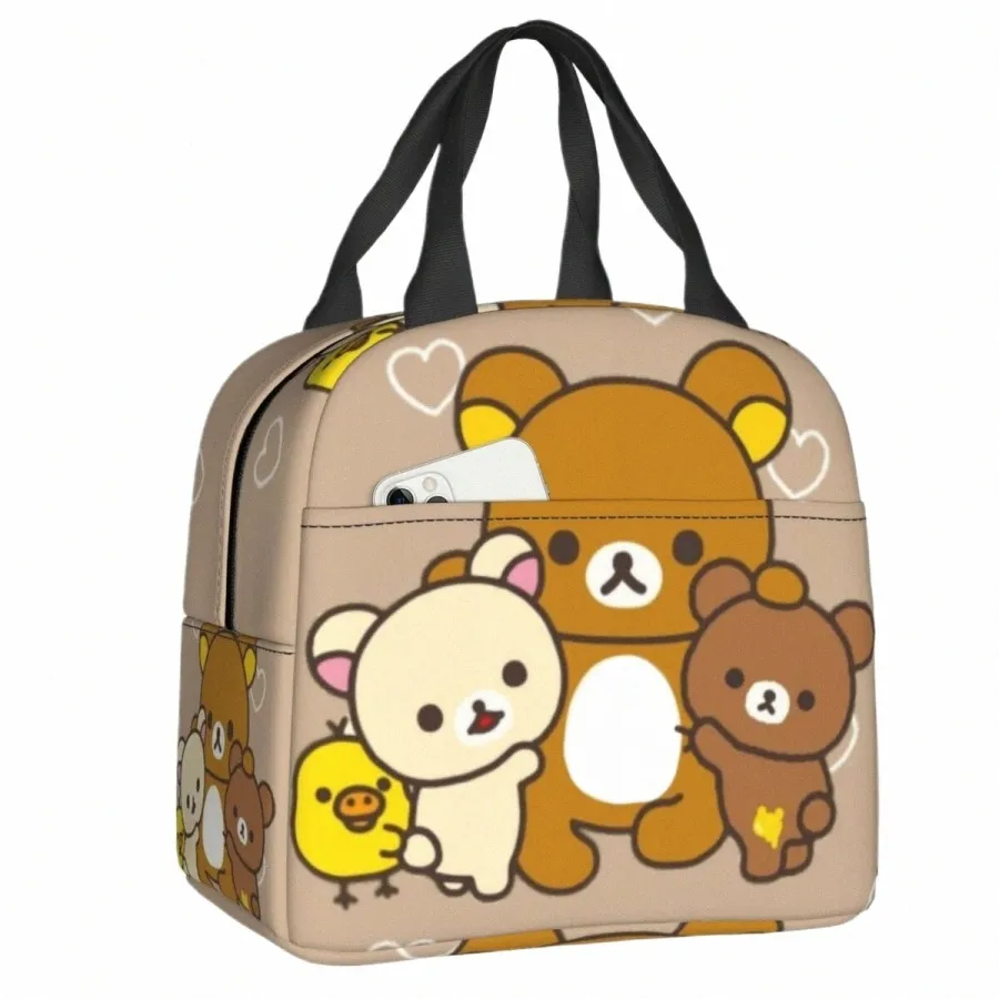 rilakkuma Design Insulated Lunch Bag for Outdoor Picnic Carto Characters Waterproof Cooler Thermal Bento Box Women Children 21GL#