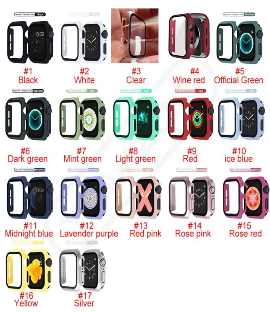 Colorful PC Hard Bumper Case With Tempered Glass for iWatch 1 2 3 4 5 7 Full Protection Covers 41 mm 45 mm 38mm 40mm 42mm 44mm Wat3686591