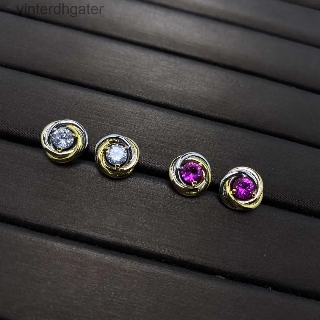 Toppklass Carter Original Designerörhängen för kvinnor Färg inlagd Purple Main Diamondörhängen 925 Sterling Silver med original varumärkeslogotyp