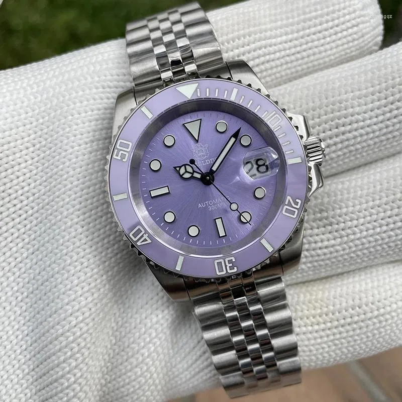 Wristwatches STEELDIVE Men Automatic Watch 41mm Purple Mechanical Wristwatch Diver 300M Waterproof C3 Luminous Sapphire NH35 Ceramic Bezel
