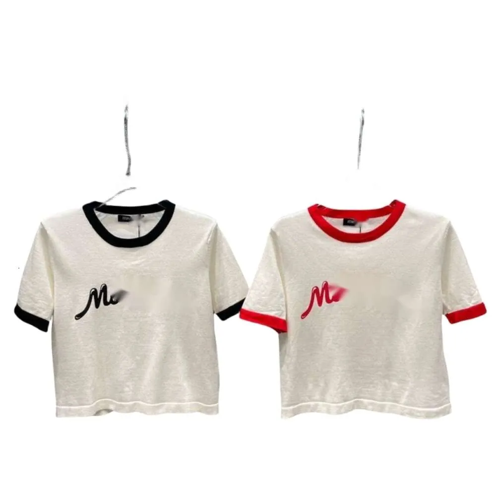 Tshirt pour femmes miumus tshirt créateur de luxe lettre de mode imprimé top qualité tshirt nouveau contraste couleur coton pur