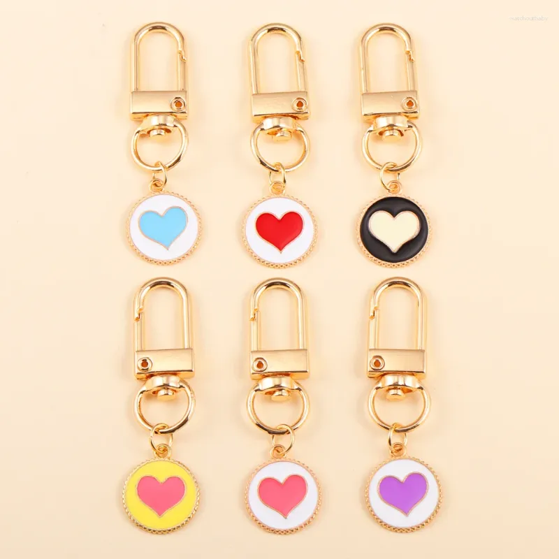 Keychains Multicolored ENAMEL LOVE Heart Keychain Ami Lovers Couple de sac romantique Migne Car AirPods Box Accessoires Clé