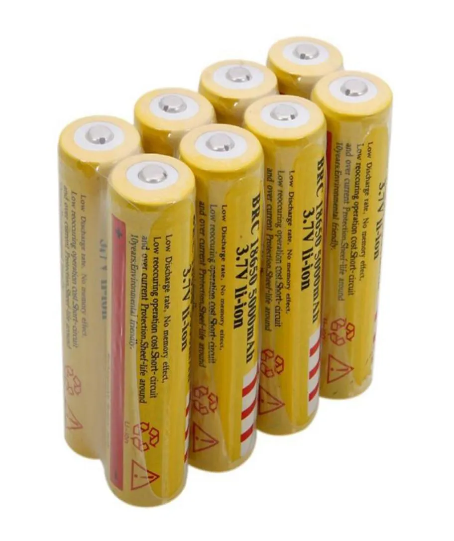 Желтый Ultrafire 18650 Высокая емкость 5000 мАч 37 В Liion Rechargable Battery для светодиодной фонарики цифровой камеры литиевые батареи 4772247