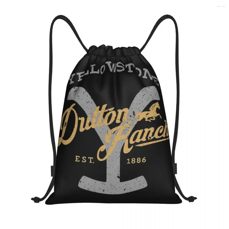 Shoppingväskor Yellowstones Dutton Ranch est 1886 DrawString Sports Backpack Gym Sackpack String Bag för att träna