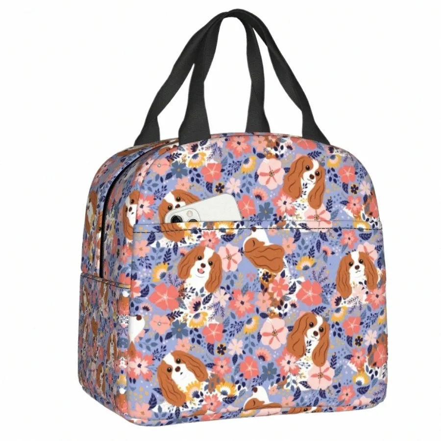 cute Cavalier King Charles Spaniel Garden Lunch Bag Men Women Thermal Cooler Insulated Lunch Box for Adult Office w0Tu#