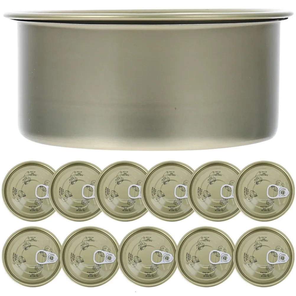 12 pcs Jar scellé Cadeaux de vacances Biscuits de vacances Lièdes de chats en conserve Round Tinplate Dessert Préservation des aliments Stockage 240416