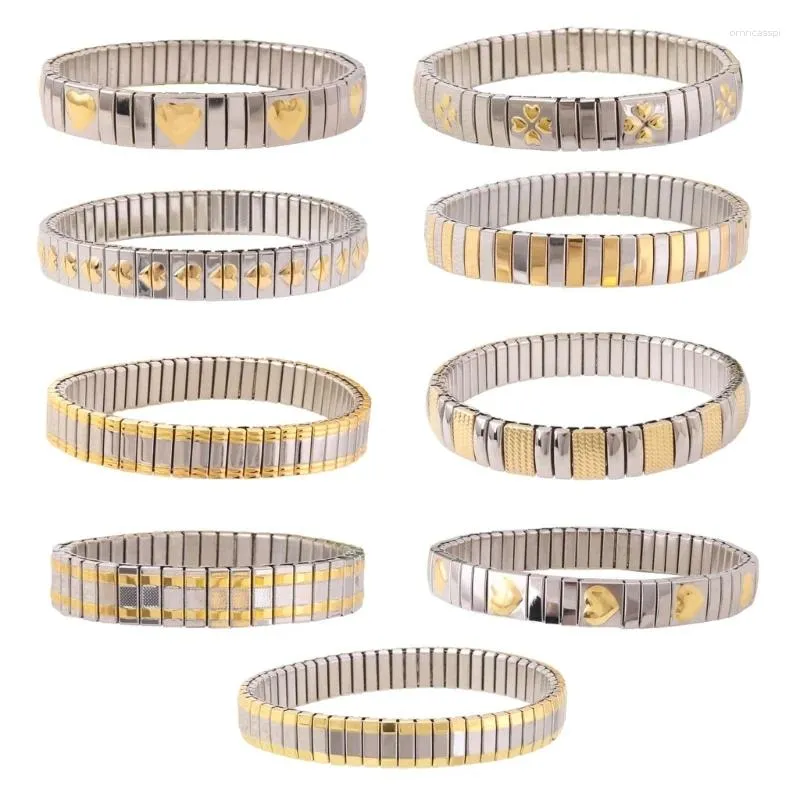 Link Armbanden stretch verstelbare armband roestvrijstalen stapelbare armband sieraden elastische band pols