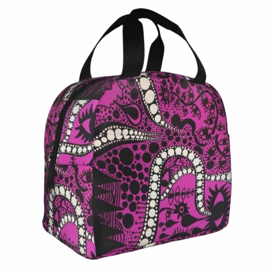 Yayoi kusama InsulatedランチバッグクーラーバッグミールCtainer Violet Polka Leakproof Lunch Box Tote Bento Pouch Office Picnic Q3GU＃