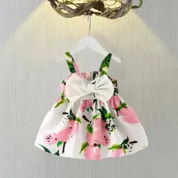 Summer Baby Girl Dress Big Bow Infant Baby Girl Clothes Cute Print Sleeveless born Infant Princess Dresses for Baby Girls 240412