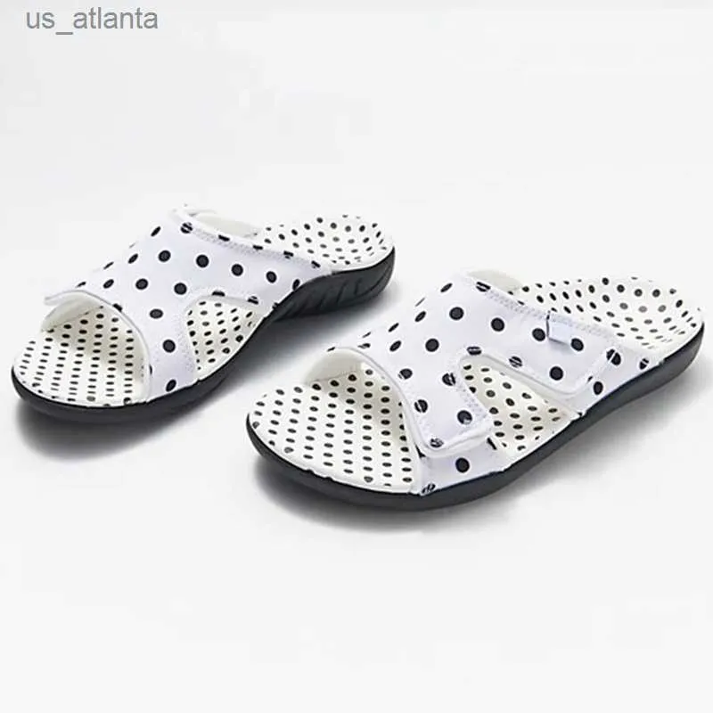 Slippers Summer Women Fabric Soft Dots Shoes 2022 Comfort Open Toe Lightweight Slip On Female Plus Size Chaussure Femme H240416 PZAH