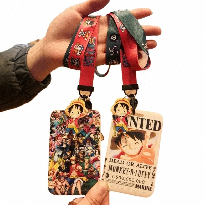 1 Set One Piece Anime Card Cases Card Lanyard Key Lanyard Cosplay Badge ID Cards Holders Neck Straps Keychains Luffy Zoro Ace v1WQ#
