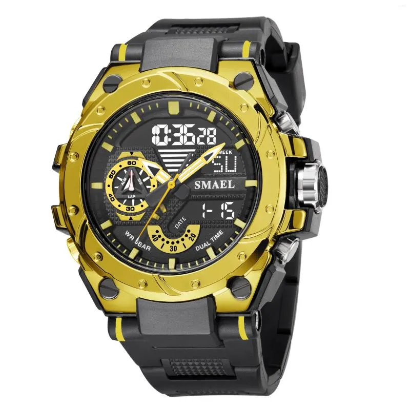 Wristwatches Quartz Watch For Men Smael Watcholorful Red Bracelet 50m Waterproof Alarm Clock Analog Digitals 8060 Sport Watches