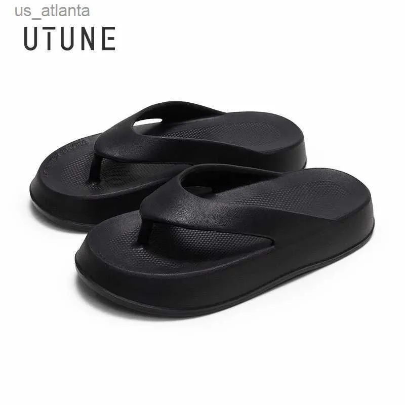 Slippers UTUNE Flip Flops For Couple Women And Men Summer Shoes Outdoor Flat Foot EVA Rubber Platform Beach Slides H240416 WUMP