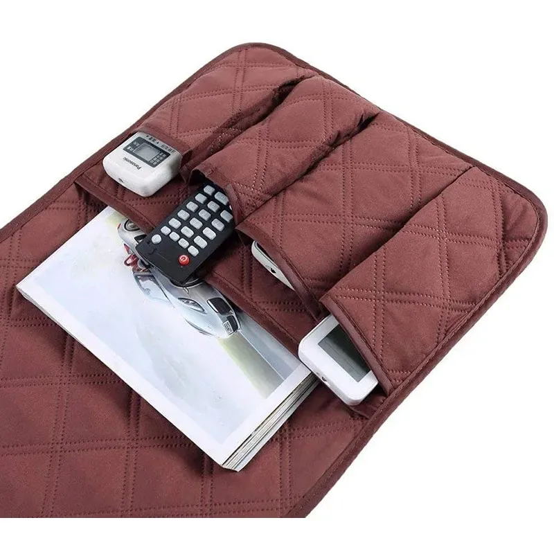 Sofa Armlehnen Organizer mit 5 Taschen und Cuphalter Tablett Couch -Sessel hängen Aufbewahrungstasche für TV -Fernbedienung Handy