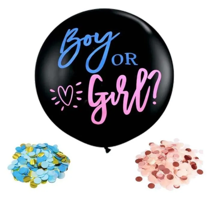 1 Set Boy Or Girl Balloon Gender Reveal Baby Shower Confetti Black Latex Ballon Home Birthday Party Decoration Gender Reveal Y01075509474