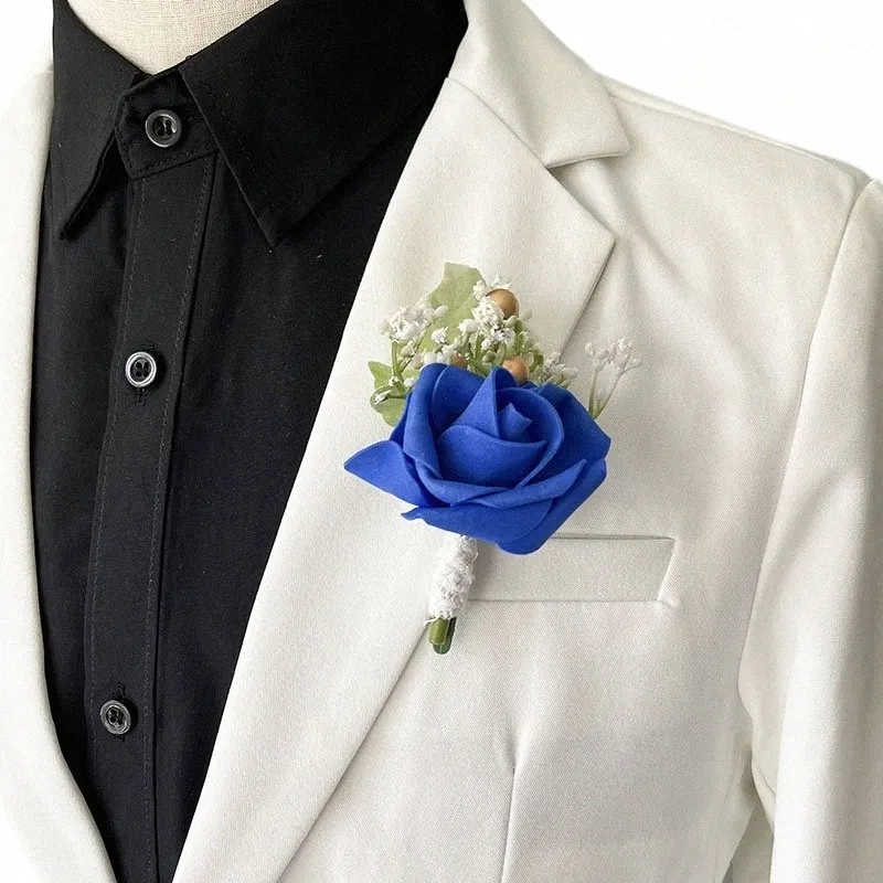 Bräutigam Groomsmen Boutniere für Hochzeitsakromente Butthole Fake FRS Foam Roses Pe Corsage Pins Boutniere für Männer BRIDE F0J4#