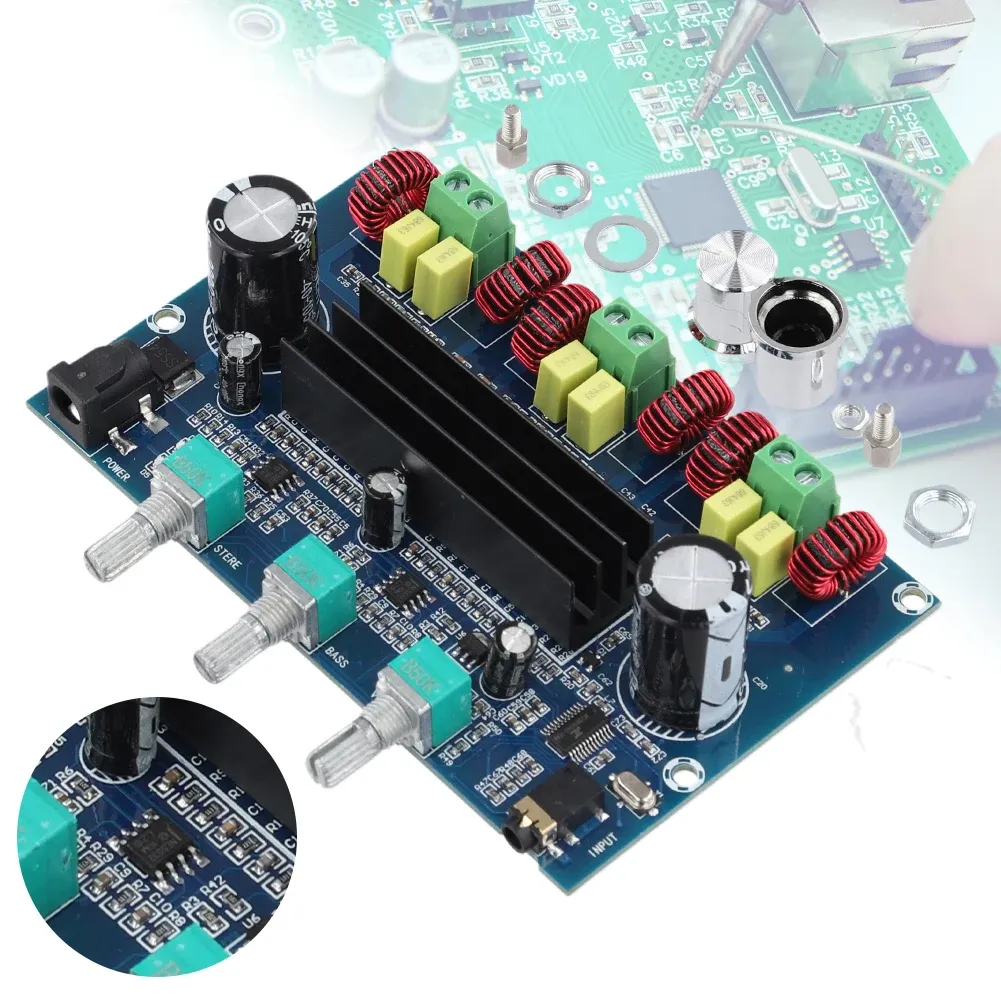 Amplifiers 100W+2x50W Digital Power Amplifier Board Overtemperature Protection BT 5.0 TPA3116D2 Digital Audio Amplifier Board 2.1 Channel